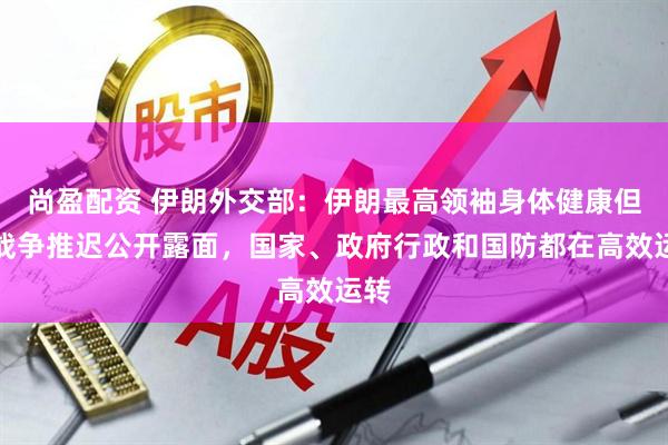 尚盈配资 伊朗外交部：伊朗最高领袖身体健康但因战争推迟公开露面，国家、政府行政和国防都在高效运转